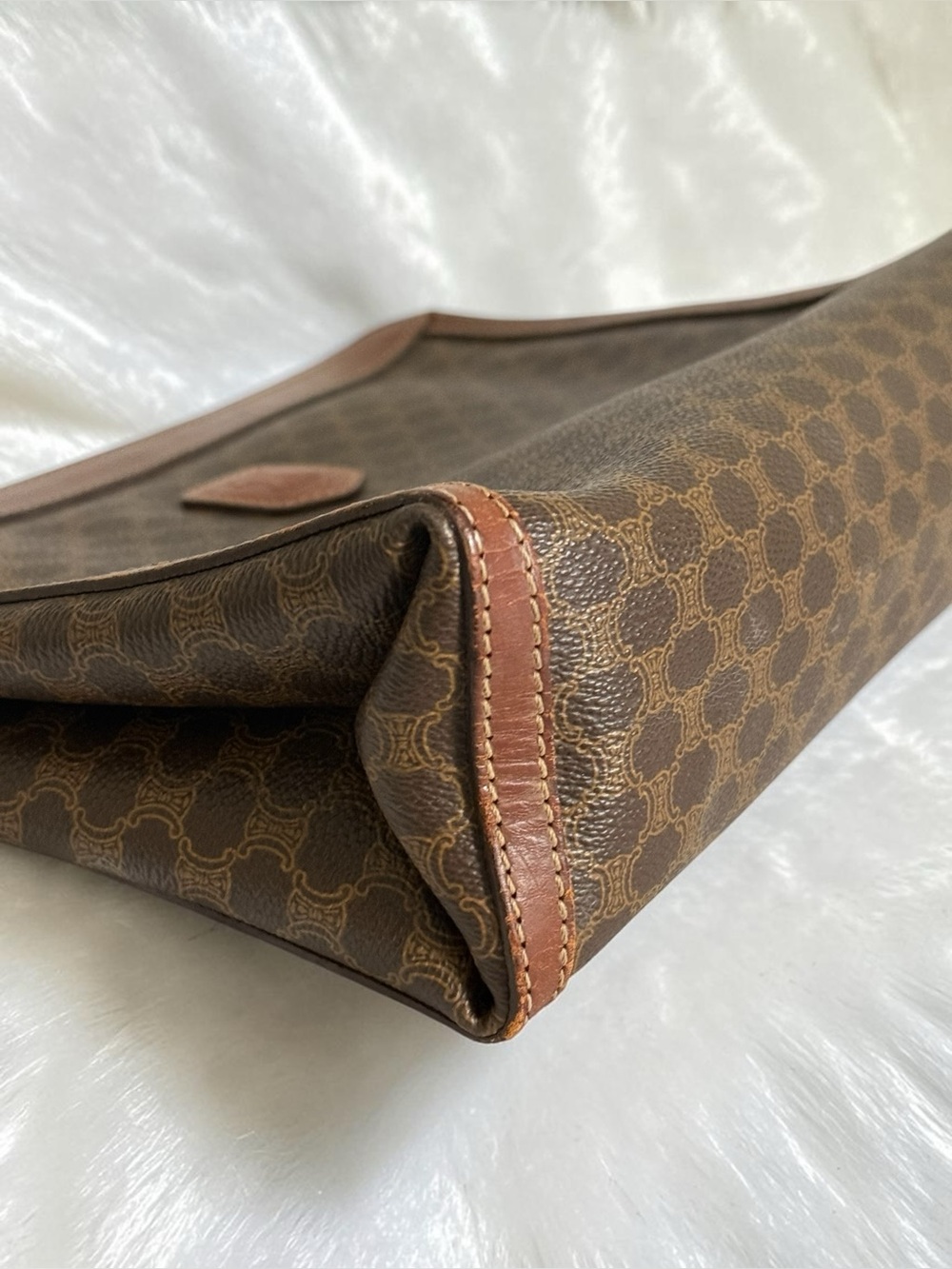Celine Macadam Clutch Bag Vintage Brown PVC Leather Large Pouch - Picture 6 of 15